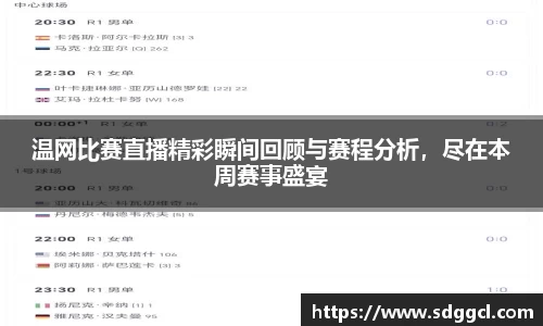 温网比赛直播精彩瞬间回顾与赛程分析，尽在本周赛事盛宴